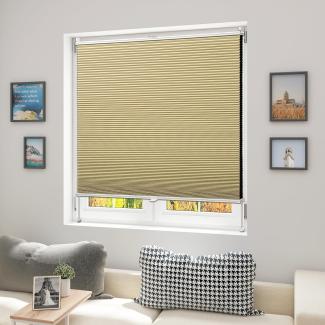 WOLTU Wabenplissee ohne Bohren Verdunklung Thermo Doppelplissee Klemmfix Zweifarbig 80x200 cm Beige-Weiß, Plissee Faltrollo Sonnen-, Sicht- & Schallschutz, Jalousie Plisseerollo für Fenster & Tür