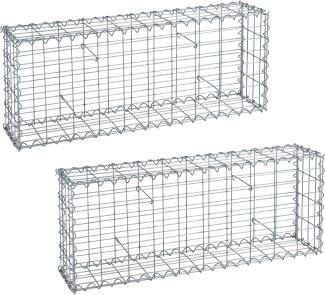 Gabione Steingabionen Steinkorb Gabionen Wand Drahtkorb Mauer 100x40x20 cm 2x