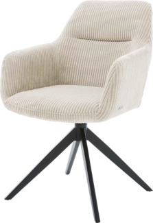 Drehstuhl Pejo-Flex Cord Beige Kreuzgestell breit Schwarz 360° drehbar Wippfunktion Taschenfederkern