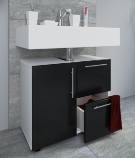 VCM Badmöbel Waschbeckenunterschrank Darola 914049 Weiß / Schwarz H. 51 x B. 61 x T. 32 cm