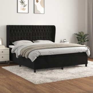 vidaXL Boxspringbett mit Matratze Schwarz 160x200 cm Samt 3129401