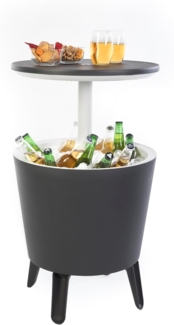 Keter Cool Bar, grau/weiß, Cocktailtisch, Beistelltisch inklusive Kühlbox-Funktion, wetterfest, Platz für bis 42 Getränkedosen