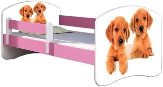 Kinderbett Jugendbett mit einer Schublade und Matratze Rausfallschutz Rosa 70x140 80x160 80x180 ACMA II (39 Welpen, 70x140 cm)