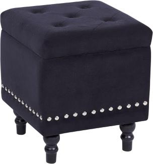 Pouf LORETTO Schwarz Samtstoff 37 cm 37 cm