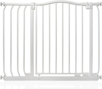 Safetots Treppenschutzgitter mit gebogenem oberen Teil, 89cm - 98cm, Mattweiß, Treppenschutzgitter mit Druckbefestigung, Babygitter für Türen