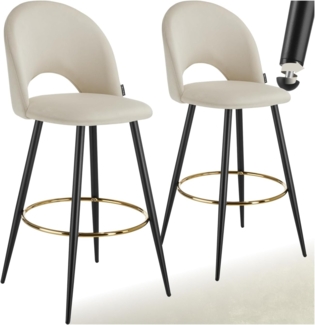 tectake Barhocker Barstuhl Sachel mit Rückenlehne, Samtoptik, 49 x 58 x 110 cm, Belastbarkeit 120 kg