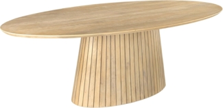 riess-ambiente Esstisch ART DECO 220cm weiß gekälkt · Konferenztisch aus gekälktem Massivholz (Einzelartikel, 1-St), Mangoholz · Säulengestell mit Rillenstruktur · oval · bis 8 Personen