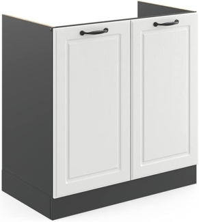 Vicco Spülenunterschrank R-Line, Weiß Landhaus/Anthrazit, 80 cm ohne Arbeitsplatte