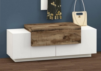 Dmora - Kommode Mirco, moderner Multifunktionseingang, Mehrzweckschrank für die Eingangshalle, 100 % Made in Italy, 120 x 45 x 46 cm, glänzendes Weiß und Ahorn,