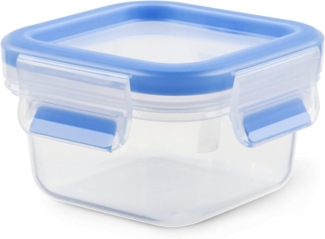 EMSA 508535 Clip & Close Aufbewahrungs-Dose, quadratisch, 200 ml, transparent/blau
