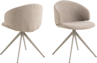 AC Design Furniture Helle Esszimmerstuhl, Monza Stoff beige, 4 Stern Gestell grau rau pulverbeschichtet Stahl mit drehfunktion