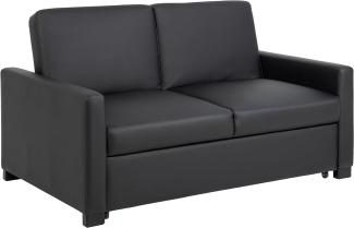 AC Design Furniture Maika Bettcouch in Schwarzem Kunstleder, 2-Sitzer Sofa mit Schlaffunktion und Armlehnen, Verstellbare Rückenlehne, Polstersofa mit Schwarzen Holzbeinen, B: 153 x H: 84 x T: 98 cm