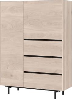 Germania Highboard 1149-627 GW-Cantoria, in Eiche/Schwarz, Zwei Türen und DREI Schubladen, 109 x 150 x 40 cm (BxHxT)