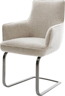 Freischwinger Heira-Flex mit Armlehnen Webstoff Soft Beige Freischwinger flach Graphit Taschenfederkern