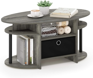Furinno Jaya Couchtische, Beistelltisch, Französische Eiche/Schwarz/Schwarz, 89. 9 (Breite) x 41. 7 (Höhe) x 50 (Tiefe) cm