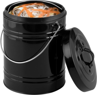 bremermann Biomülleimer Komposteimer 5 Liter, Aktivkohlefilter, Bio-Abfalleimer, schwarz