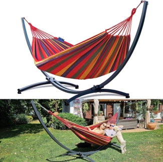 Potenza Hängematte mit Gestell – 220kg für 2 Personen, Hängematte- 220x160, 200kg, Cocoon XXL Rot
