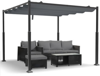 VOUNOT® Pergola Gartenpavillon 3x3 m Wasserdicht Stabil Winterfest, Metall Garten Pavillon mit freistehender Terrassenüberdachung, Sonnenschutz für Garten, Terrasse & Balkon, Dunkelgrau
