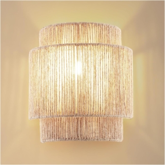 tectake Wandleuchte Wandlampe "Lignea Lux" aus Jute im Boho-Stil, 40W, Kunstvolle Wandbeleuchtung mit 3-stufigem Lampenschirm