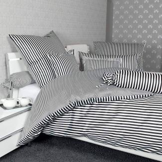 Hochwertige Janine Mako-Satin BETTWÄSCHE MODERN CLASSIC 3912 in verschiedenen Größen und Farben 155x220 / 80x80 cm schwarz 98