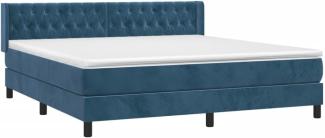 vidaXL Boxspringbett mit Matratze Dunkelblau 180x200 cm Samt 3131157