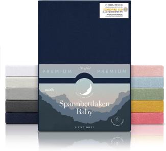 Laleni Premium 2er Set Spannbettlaken für Babybett 60x120 cm - Oeko-Tex zertifiziertes, atmungsaktives Spannbetttuch Kinderbett, 100% Baumwolle (150g/m2), Dark Ocean Blue - Blau