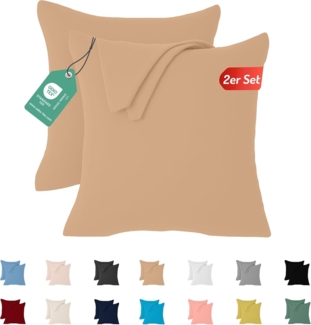Livessa 2er Set Kissenbezug 50x50 aus%100 Baumwolle Jersey Stoff - Verdeckter Reißverschluss, Kopfkissenbezug 50x50 cm, Kissenhülle, Ultra weich und atmungsaktiv, Oeko-Tex Zertifiziert