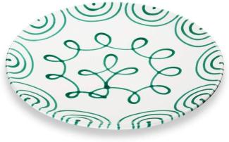 Grüngeflammt, Speiseteller Cup (Ø 28cm) - Gmundner Keramik Speiseteller - Mikrowelle geeignet, Spülmaschinenfest