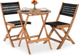 Raburg Balkonset Sitzgruppe Garten Holz wetterfest, Bistrotisch & 2 Stühle, Lanzarote, (Set), klappbares Bistroset, runder Tisch mit 60 cm Durchmesser