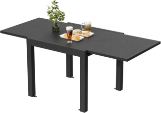 JUMMICO Aluminium Ausziehbarer Gartentisch, 80-160 cm erweiterbar, wetterfest, bis 160 cm verlängerbar, Gartentisch für Balkon, Terrasse, Garten - Grau