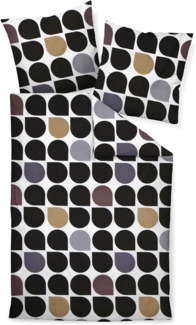 Janine J.D. Mako-Satin Bettwäsche 135x200 Punkte Tropfen Retro schwarz 87093-08