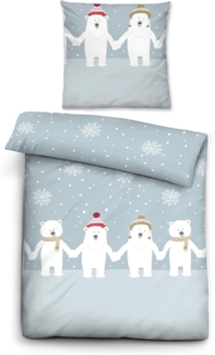 biberna 0004648 Feinbiber-Bettwäsche, bläulich, 1x 135x200 cm + 1x 80x80 cm