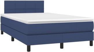 Boxspringbett mit Matratze & LED Stoff Blau 120x200 cm, Härtegrad: H2 [3133147]