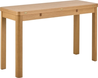 AC Design Furniture Ea rechteckig Esstisch, Tischplatte matt Eiche Lackiert Furnier, Gestell matt Eiche lackiert Furnier mit scharnier aus Chrom und zusatzplattenaufbewahrung, 45/90 x 120 x 76 cm
