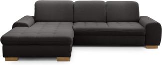 CAVADORE Sofaecke Lexi im Landhausstil / Sofa in L-Form mit XXL-Longchair links und Federkern / Inkl. Kopfteilverstellung / 275x82-99x173 / Flachgewebe: Grau