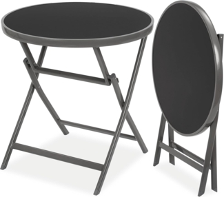 Gartentisch Milano - Runde Glastischplatte - 70 cm Ø - Klappbar - Wetterfest - Metall
