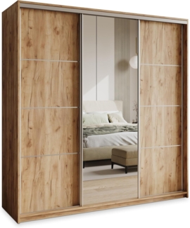 Masseno Schwebetürenschrank VARO Kleiderschrank mit Spiegel und Schubladen Schlafzimmerschrank