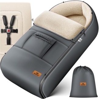 KIDIZ Babyschlafsack, Winterfußsack Baby Kuschelsack Babyschale mit Reißverschluss Babydecke Kinderwagen waschbar verschließbarer Kopfteil Tasche passend für alle Kinderwagen