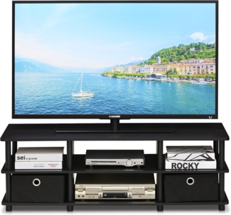 Furinno Econ TV Schrank/Entertainment Center mit 6 Fächern und 2 Einschüben, holz, Espresso/Schwarz, 39. 62x108. 66x40. 39 cm