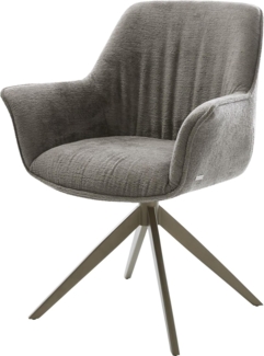 Drehstuhl Keila-Flex mit Armlehnen Bouclé Soft Schlamm Kreuzgestell breit Effektfinish Titan 360° drehbar Wippfunktion