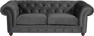 Orleans Sofa 2,5-Sitzer Samtvelours Anthrazit Buche Nussbaumfarben