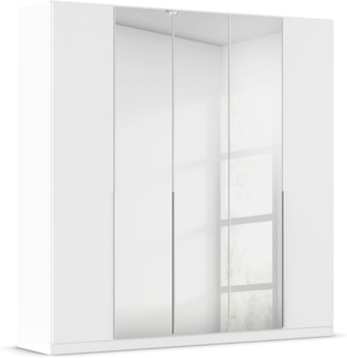 Rauch Möbel Alabama Schrank Kleiderschrank Drehtürenschrank Weiß mit Spiegel 5-türig inklusive Zubehörpaket Premium 3 Kleiderstangen, 9 Einlegeböden, 1 Schubkasteneinsatz BxHxT 226 x 229 x 54 cm