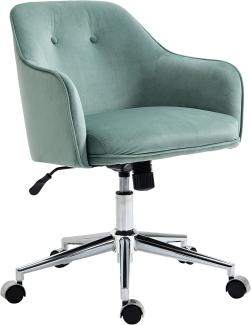 Vinsetto Bürostuhl mit Wippenfunktion Home-Office-Stuhl höhenverstellbarer Schreibtischstuhl ergonomisch 360°-Drehräder Samt-Touch-Polyester Nylon Grün 61 x 59 x 80,5-90,5 cm