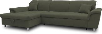 DOMO Collection Ecksofa Franzi, Couch in L-Form, Sofa, Eckcouch mit Rückenfunktion Polsterecke, Dunkelgrün, 279 x 162 x 81 cm