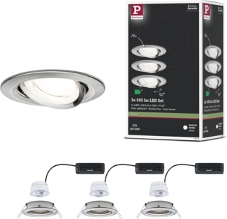 Paulmann 92456 LED Einbauleuchte Nova Coin 3er-Set rund 4000K Eisen gebürstet
