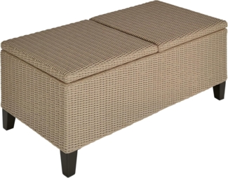 Outsunny Gartentisch Polyrattan Beistelltisch Garten ausziehbar (Balkontisch, 1-St, Couchtisch), Stahl Khaki 103 x 50 x 45,5 cm