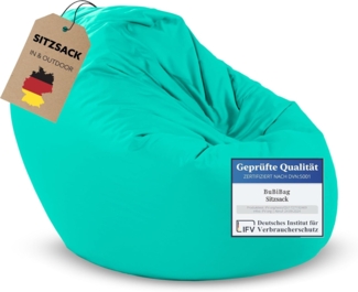 BubiBag Sitzsack für Erwachsene -Indoor Outdoor XL Sitzsäcke, Sitzkissen oder als Gaming Sitzsack, geliefert mit Füllung (125 cm Durchmesser, türkis)