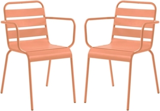 Vente-unique - Gartensessel stapelbar 2er-Set - Metall - Hellorange - MIRMANDE von MYLIA