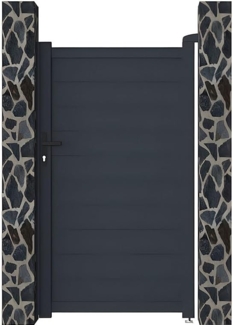 Vente-unique - Gartentor Flügeltor - 103 x 181 cm - voll - Aluminium - Anthrazit - NAZARIO