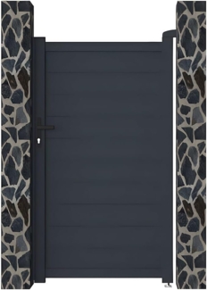 Vente-unique - Gartentor Flügeltor - 103 x 181 cm - voll - Aluminium - Anthrazit - NAZARIO